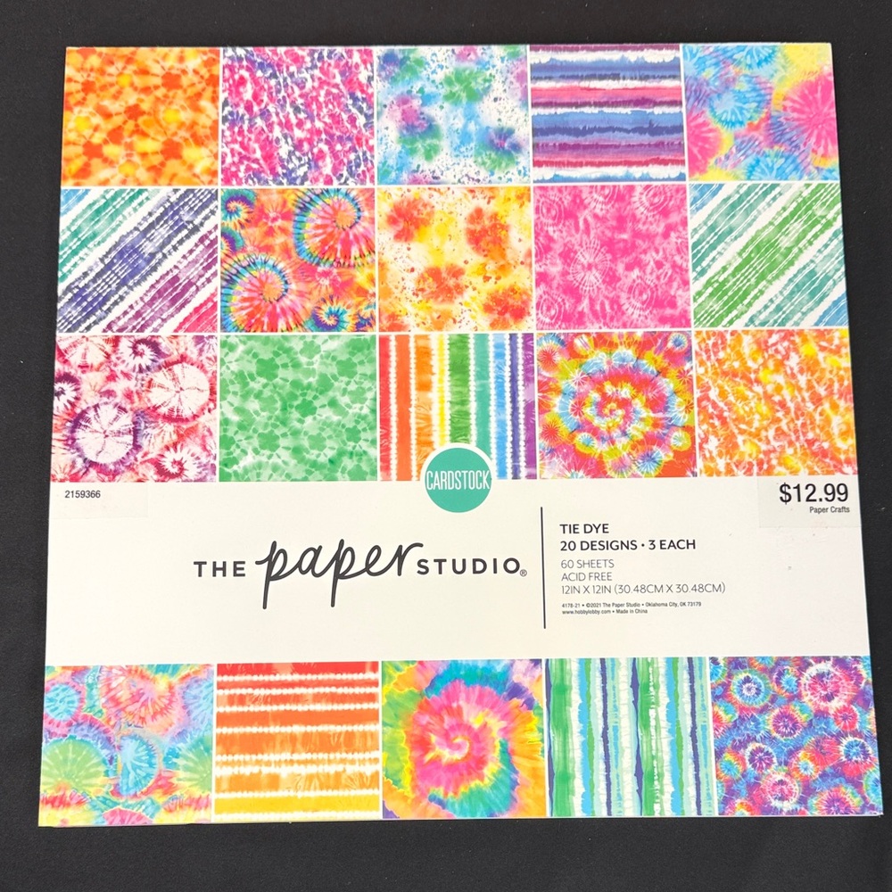 The Paper Studio Tie Dye Cardstock Set 20 designs 3 each acid free 12 x 12 new